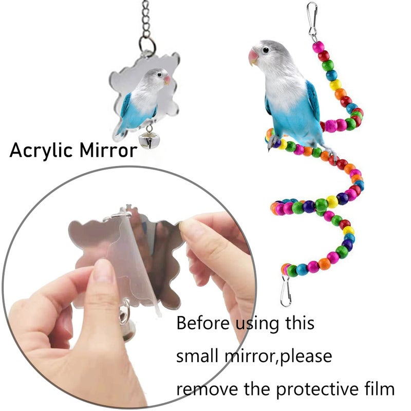 ESRISE Bird Parakeet Cockatiel Toys, ESRISE Parrots Cage Hammock Swing Climbing Ladders Wooden Perch Chewing Toy for Budgerigar, Conures, Love Birds, Budgies - Image 2